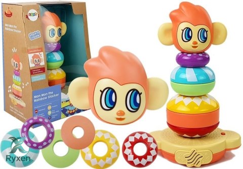 Edukacyjna Piramidka Małpka z Dźwiękami, Nauka Liczb LEAN TOYS