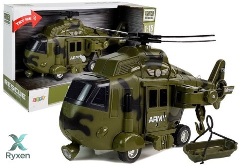Helikopter Wojskowy Ratunkowy 1:16 Hak Dźwięk Światła LEAN TOYS