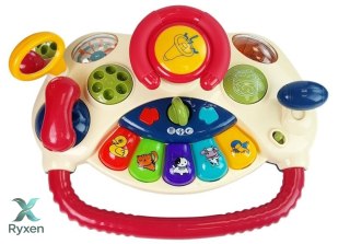 Interaktywna Kierownica dla dzieci Pianinko Odgłosy Zwierząt Telefon LEAN TOYS