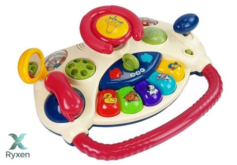 Interaktywna Kierownica dla dzieci Pianinko Odgłosy Zwierząt Telefon LEAN TOYS