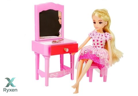Lalka Meble Zestaw Łóżko Szafa Toaletka LEAN TOYS