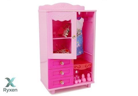 Lalka Meble Zestaw Łóżko Szafa Toaletka LEAN TOYS