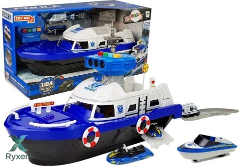 Łódź Transportowa Policyjna z Autkami, z dźwiękiem i światłami LEAN TOYS