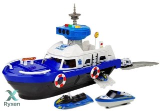 Łódź Transportowa Policyjna z Autkami, z dźwiękiem i światłami LEAN TOYS