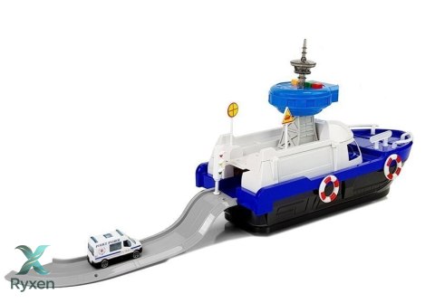 Łódź Transportowa Policyjna z Autkami, z dźwiękiem i światłami LEAN TOYS