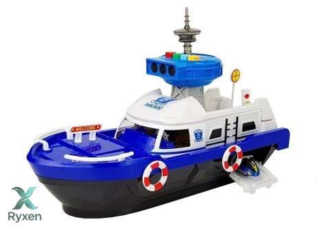Łódź Transportowa Policyjna z Autkami, z dźwiękiem i światłami LEAN TOYS