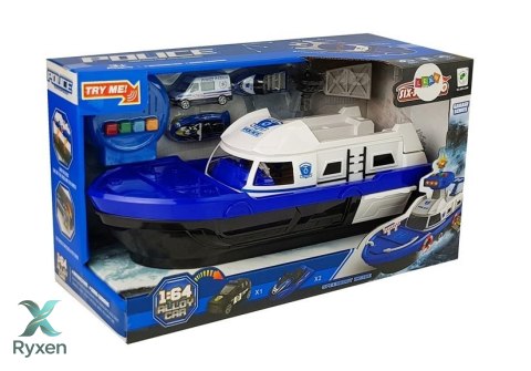 Łódź Transportowa Policyjna z Autkami, z dźwiękiem i światłami LEAN TOYS