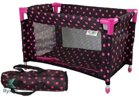 Łóżeczko Łóżko dla Lalek Alice Czarno-Różowe LEAN TOYS
