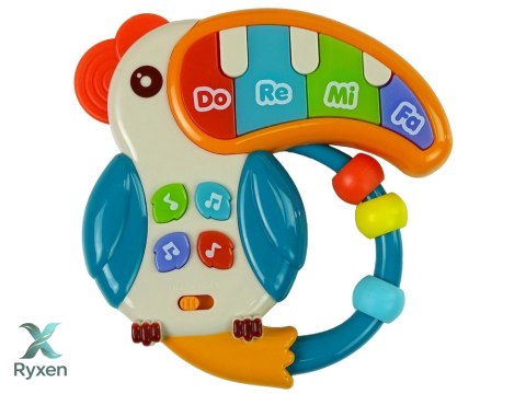 Muzyczne Pianinko Kolorowa Papuga Dźwięki Światła Koraliki LEAN TOYS