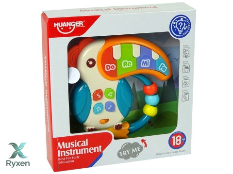 Muzyczne Pianinko Kolorowa Papuga Dźwięki Światła Koraliki LEAN TOYS