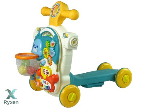 Pchacz 4w1 Stolik Edukacyjny Hulajnoga Rower Dla Dzieci Niebieski LEAN TOYS