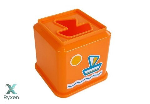Piramidka Kubeczki Kwadrat z Obrazkami Pojazdów Sorter dla Niemowlaka LEAN TOYS