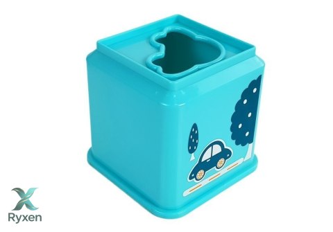 Piramidka Kubeczki Kwadrat z Obrazkami Pojazdów Sorter dla Niemowlaka LEAN TOYS
