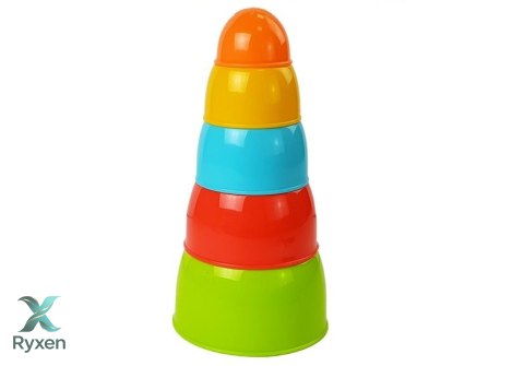 Piramidka Kubeczki Układanka Zręcznościowa dla Malucha 5szt LEAN TOYS
