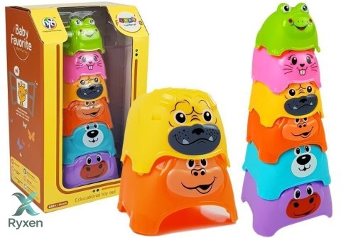 Piramidka dla Niemowlaka Zwierzątka Kubeczki LEAN TOYS