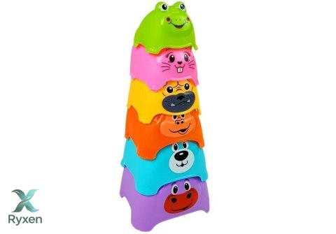 Piramidka dla Niemowlaka Zwierzątka Kubeczki LEAN TOYS
