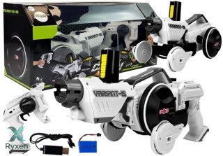 Pistolet Wyrzutnia Autko 2 w 1 Zdalnie Sterowany Piankowe Krążki Biały 2,4 G LEAN TOYS