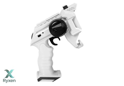 Pistolet Wyrzutnia Autko 2 w 1 Zdalnie Sterowany Piankowe Krążki Biały 2,4 G LEAN TOYS