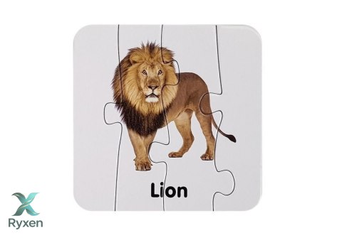 Puzzle Edukacyjne Układanka Dzikie Zwierzęta 10 Połączeń Angielski LEAN TOYS