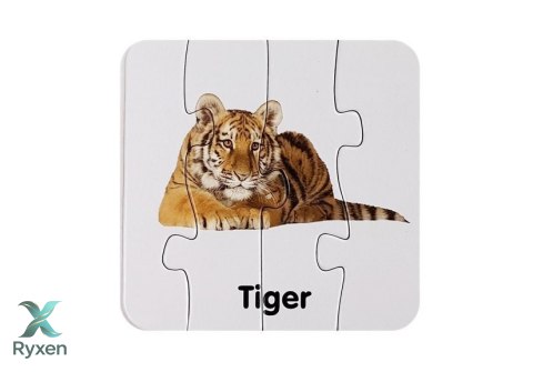 Puzzle Edukacyjne Układanka Dzikie Zwierzęta 10 Połączeń Angielski LEAN TOYS