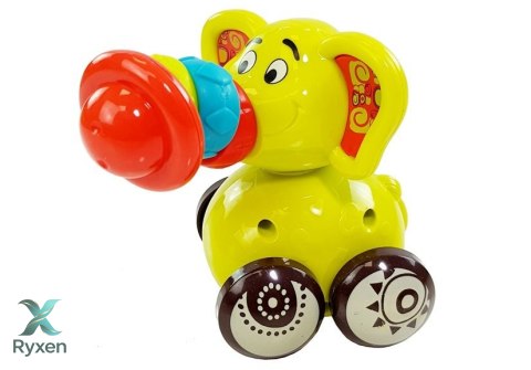 Samochodzik Autko Słoń dla Niemowlaka Ruchoma Trąba LEAN TOYS
