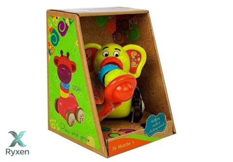 Samochodzik Autko Słoń dla Niemowlaka Ruchoma Trąba LEAN TOYS