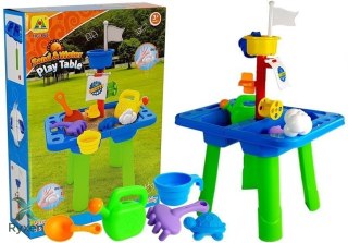 Stolik Piaskownica Foremki do Piasku Łopatki Konewka LEAN TOYS