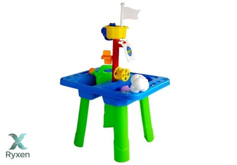 Stolik Piaskownica Foremki do Piasku Łopatki Konewka LEAN TOYS