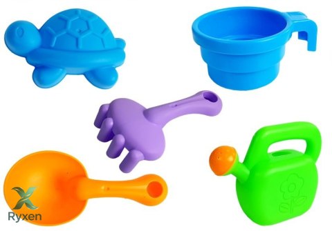 Stolik Piaskownica Foremki do Piasku Łopatki Konewka LEAN TOYS
