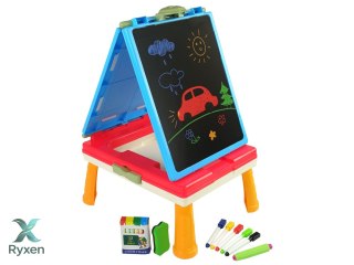 Tablica 3w1 Magnetyczno -Kredowa, Stolik Do Gier Niebieska LEAN TOYS