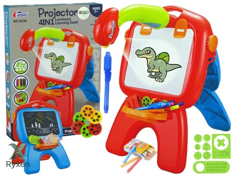 Tablica Dwustronna Kredowa Pisaki Stojąca Projektor Obrazki Czerwona LEAN TOYS