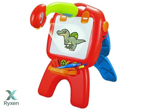Tablica Dwustronna Kredowa Pisaki Stojąca Projektor Obrazki Czerwona LEAN TOYS
