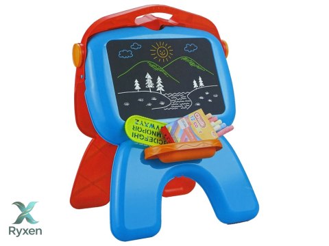 Tablica Dwustronna Kredowa Pisaki Stojąca Projektor Obrazki Czerwona LEAN TOYS
