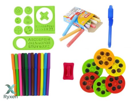 Tablica Dwustronna Kredowa Pisaki Stojąca Projektor Obrazki Czerwona LEAN TOYS