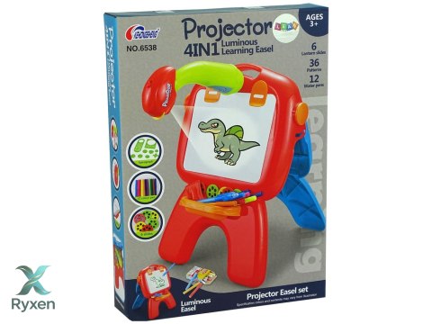 Tablica Dwustronna Kredowa Pisaki Stojąca Projektor Obrazki Czerwona LEAN TOYS