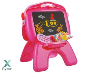 Tablica Dwustronna Kredowa Pisaki Stojąca Projektor Obrazki Różowa LEAN TOYS