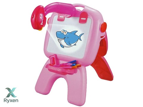 Tablica Dwustronna Kredowa Pisaki Stojąca Projektor Obrazki Różowa LEAN TOYS