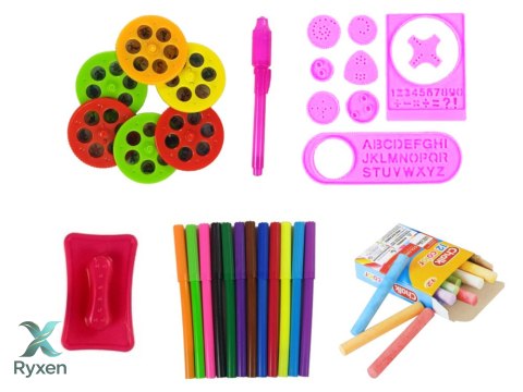 Tablica Dwustronna Kredowa Pisaki Stojąca Projektor Obrazki Różowa LEAN TOYS