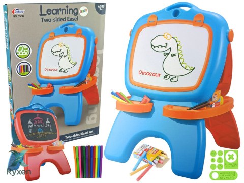 Tablica Dwustronna Magnetyczna Kredowa Niebiesko Czerwona Szablony LEAN TOYS