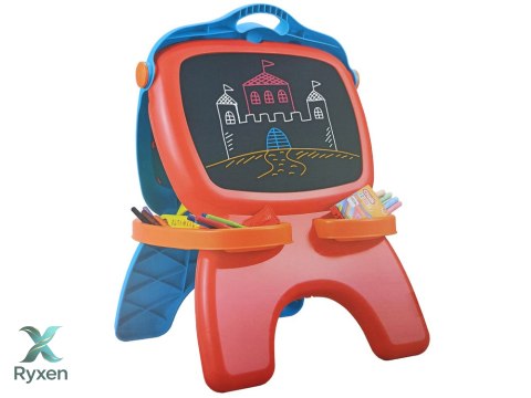 Tablica Dwustronna Magnetyczna Kredowa Niebiesko Czerwona Szablony LEAN TOYS