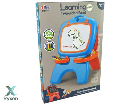 Tablica Dwustronna Magnetyczna Kredowa Niebiesko Czerwona Szablony LEAN TOYS