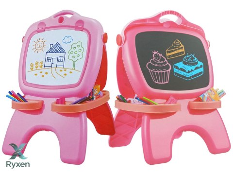Tablica Dwustronna Magnetyczna Kredowa Różowa Szablony LEAN TOYS