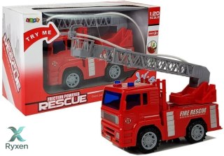 Wóz Strażacki Straż Pożarna z Drabiną na Baterie z Wodą 1:20 LEAN TOYS