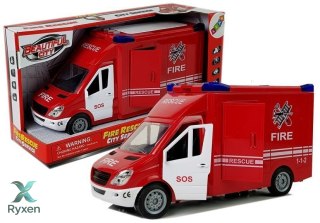 Wóz Strażacki z Napędem Frykcyjnym Dźwiękiem Otwierane Drzwi LEAN TOYS