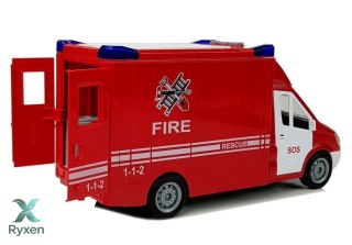 Wóz Strażacki z Napędem Frykcyjnym Dźwiękiem Otwierane Drzwi LEAN TOYS
