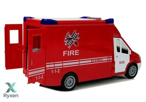 Wóz Strażacki z Napędem Frykcyjnym Dźwiękiem Otwierane Drzwi LEAN TOYS