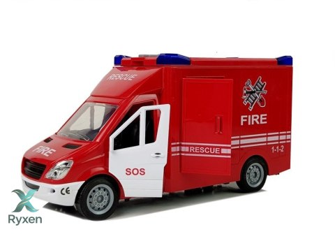 Wóz Strażacki z Napędem Frykcyjnym Dźwiękiem Otwierane Drzwi LEAN TOYS
