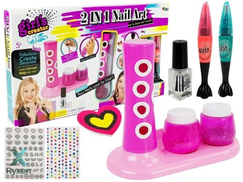 Zestaw Do Malowania Paznokci Dozownik Brokatu Kolorowe Naklejki LEAN TOYS