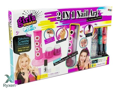 Zestaw Do Malowania Paznokci Dozownik Brokatu Kolorowe Naklejki LEAN TOYS