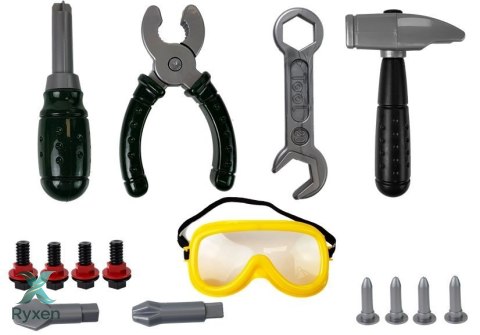 Zestaw Majsterkowicza Wiertarka na Baterie Okulary Ochronne Kask LEAN TOYS